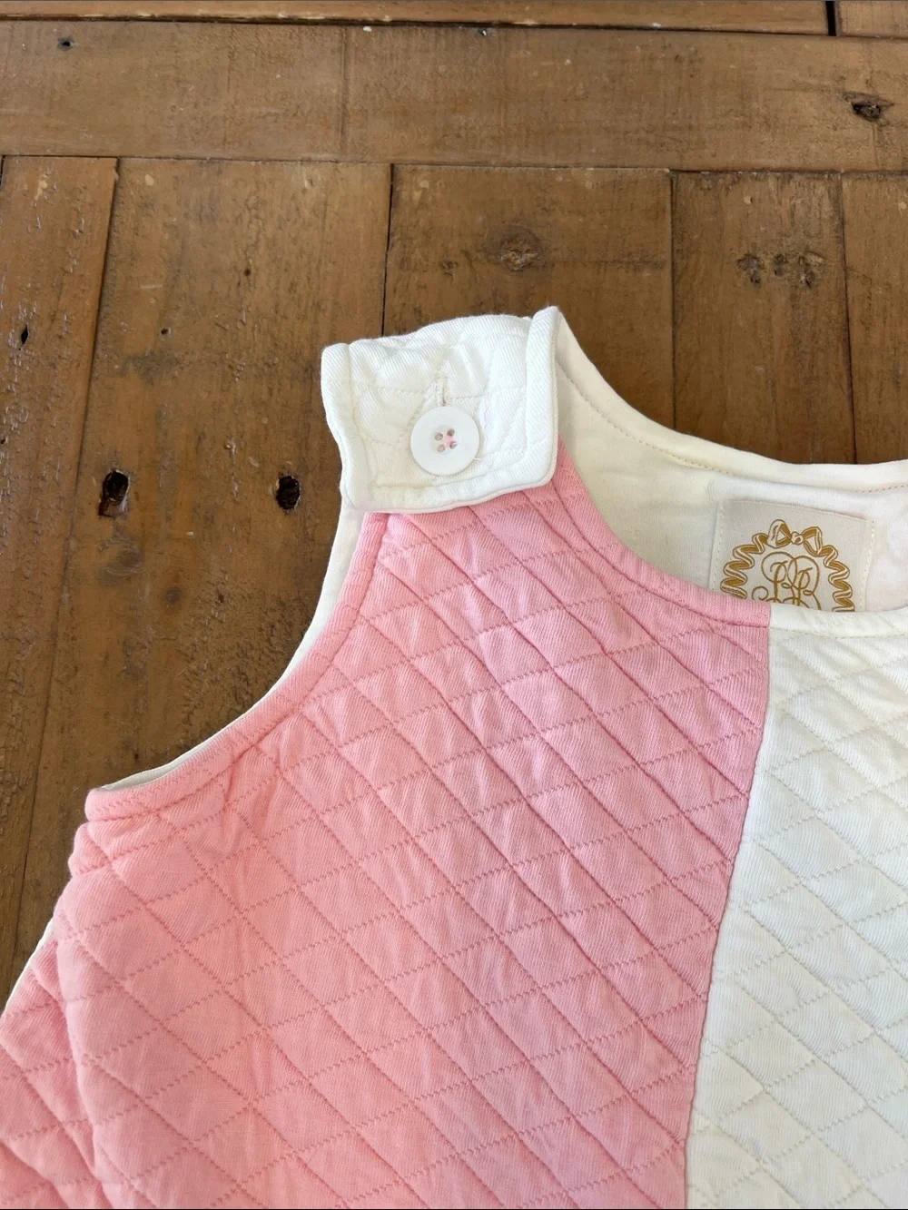 The Beaufort bonnet company Juliet jumper dress quilted pink white 3T